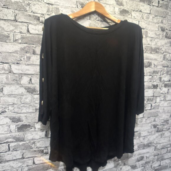EUC Kim & Cami Women's 3/4 Sleeve Black Blouse Size 3X - Picture 2 of 12